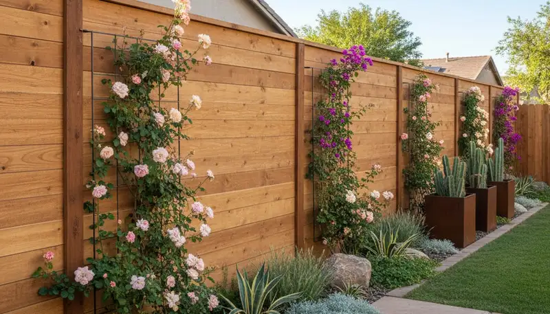 Professional fence with garden integration by Chop Chop Landscaping in Chandler, AZ