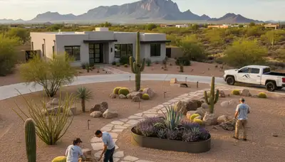 Professional landscaping services in Chandler AZ showcasing lush lawns and desert garden design