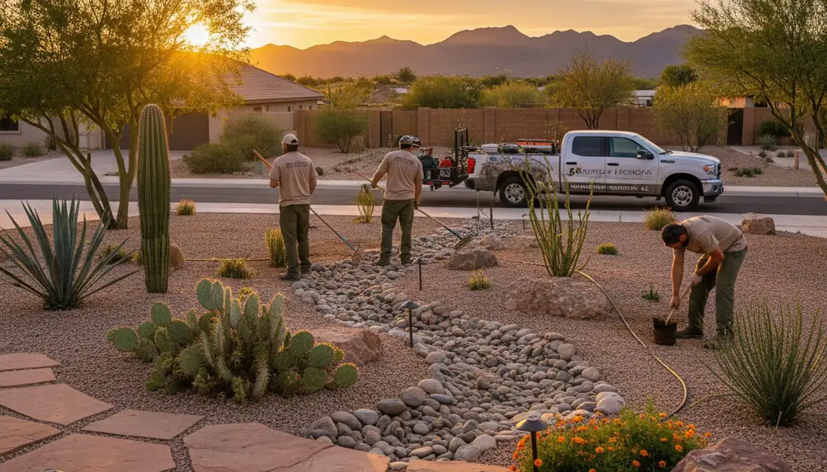 Professional landscaping services in Chandler AZ featuring lush lawns and desert garden design
