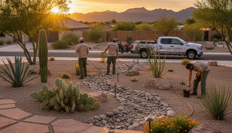 Professional landscaping services in Chandler AZ featuring lush lawns and desert garden design